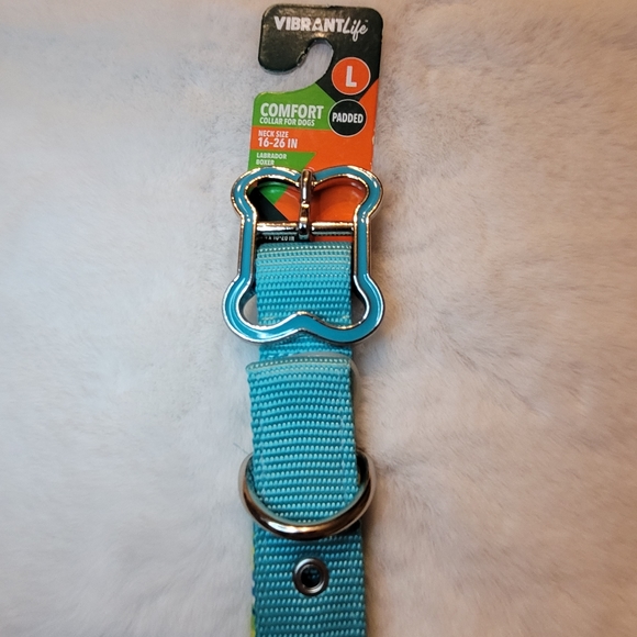 Vibrant Life Comfort Padded Dog Collar Teal Stripe New With Tag Size Large - Picture 5 of 14